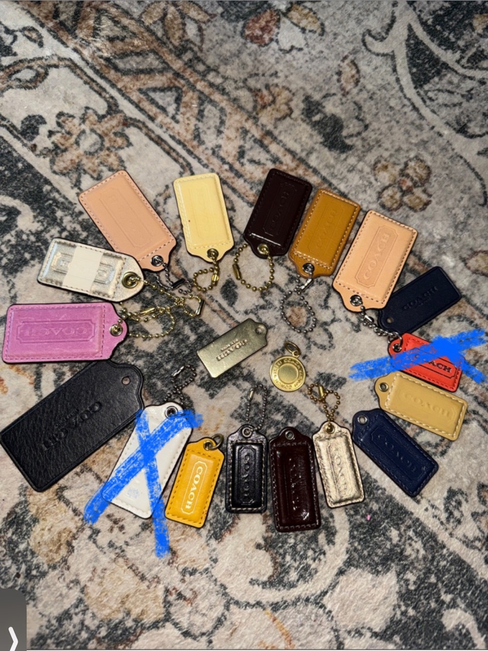 Coach  ALL 17  Leather /medal and gold Tag Charm Collection